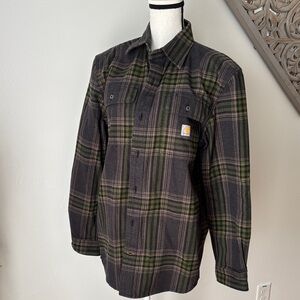 Carhartt Black & Olive Plaid Flannel Shirt
